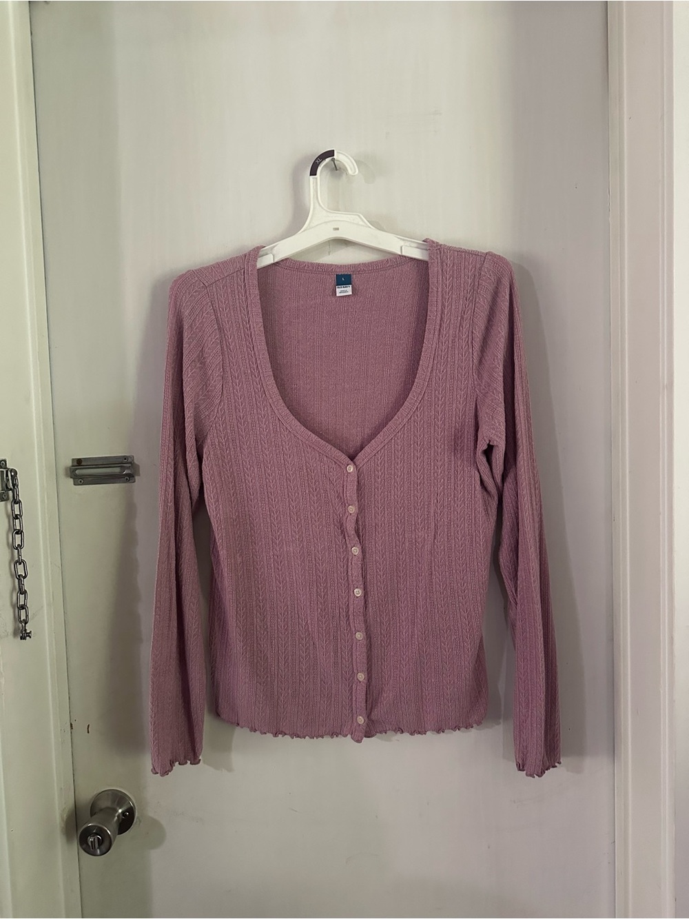 Mauve Ribbed Button-Up Shirt